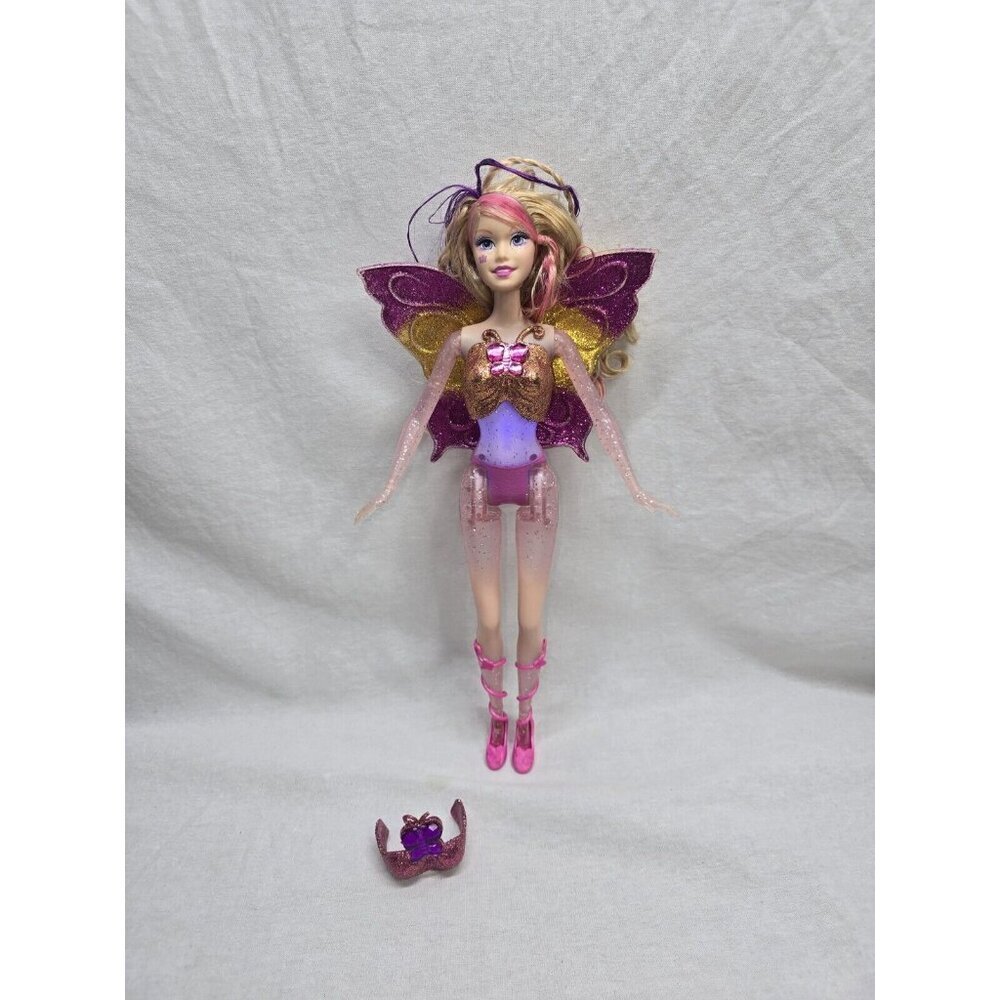 Barbie Fairytopia Crystal Glow Glowing Doll Light Up Fairy Glitter-BROKEN FINGER